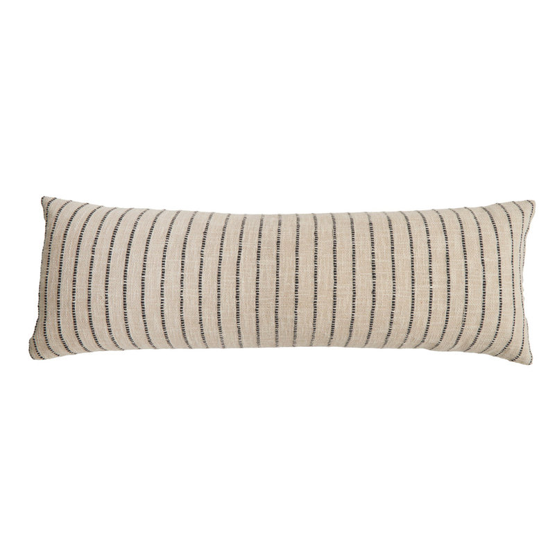 Jojo Pillow Cover & Insert, Square 20" H x 20" W, Ivory/Charcoal Striped