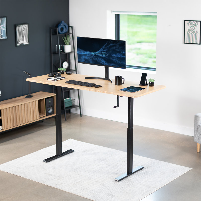 Crank Height Adjustable Desk Frame, Black