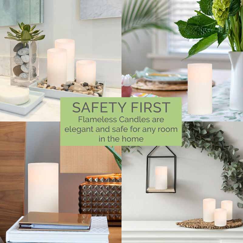 Unscented Realistic-Flame LED Wax Pillar Candles