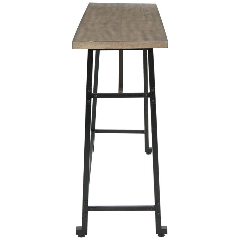 Transitional 72" Reclaimed Wood and Iron-tone Long Counter Table
