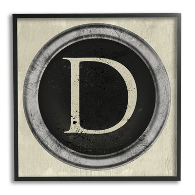 " Letter D Initial Vintage Typewriter Key Shape " by Daphne Polselli