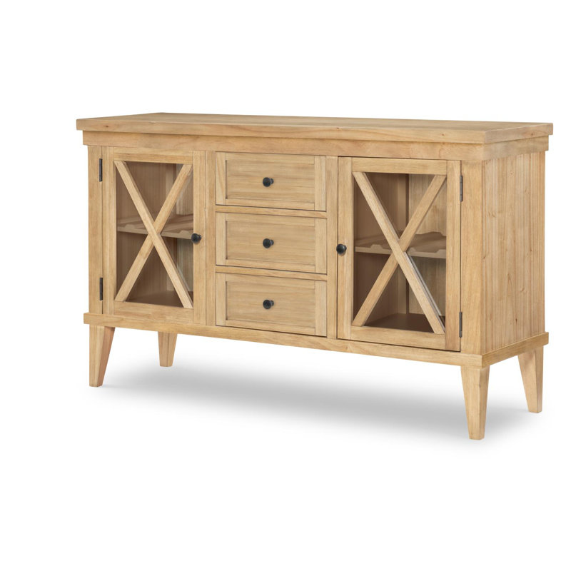 Server (2 Glass Doors w/ Puck Lighting, 2 ADJ/REV/REM Wine Shelves, 3 Drawers), Tan