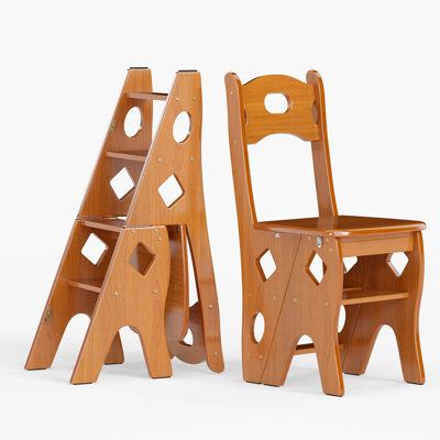 Chaise pliante en bois à 4 marches avec tabourets