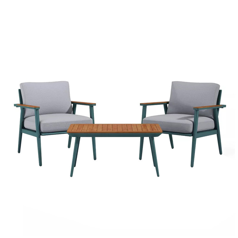 Ibon 2 - Person Patio Dining Set with Rectangular Table , Cushions Included