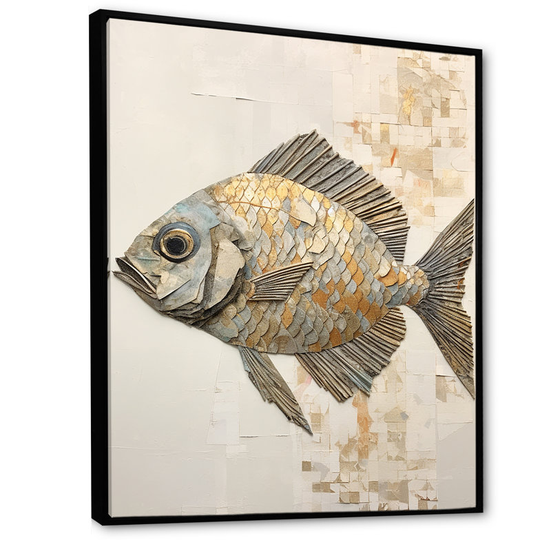 Fish Harmony I - impressions sur toile, H 40 po x l 30 po x P 1,5 po, Cadre flottant noir
