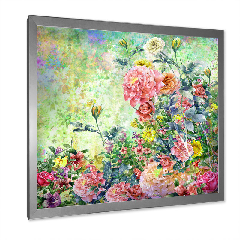 «Modern Modern Pink And Green Summer Garden III», reproduction d'art sur toile, H 16 po x l 16 po x P 1 po