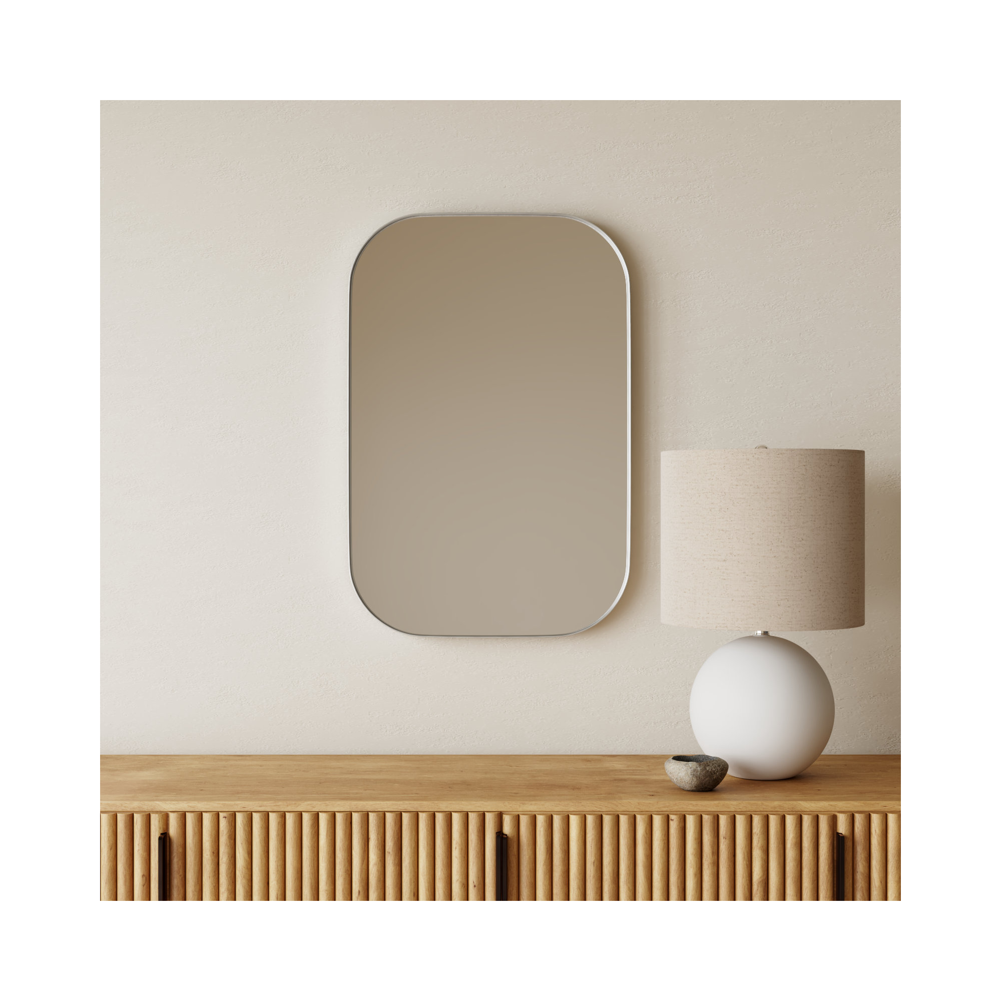 Slade Metal Flat Mirror, Silver, 30" x 20"