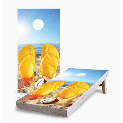 Sandals on the Beach 2x4 Cornhole Board Set | Includes (2) Boards (8) Bags & Optional Accessories