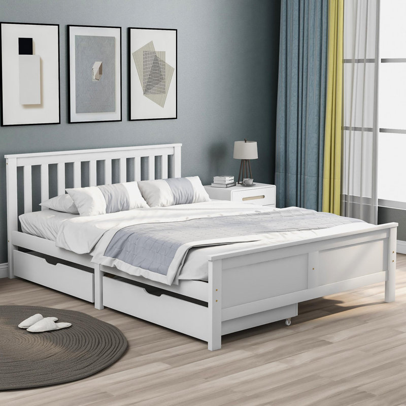 Peaks Solid Wood Storage Bed, Double (4'6)