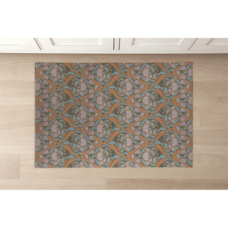 Piper Thin Lightweight Kitchen Mat, Brown, Rectangle 5' x 7'