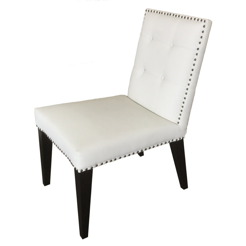 Chaise d'appoint en cuir crème Vianet