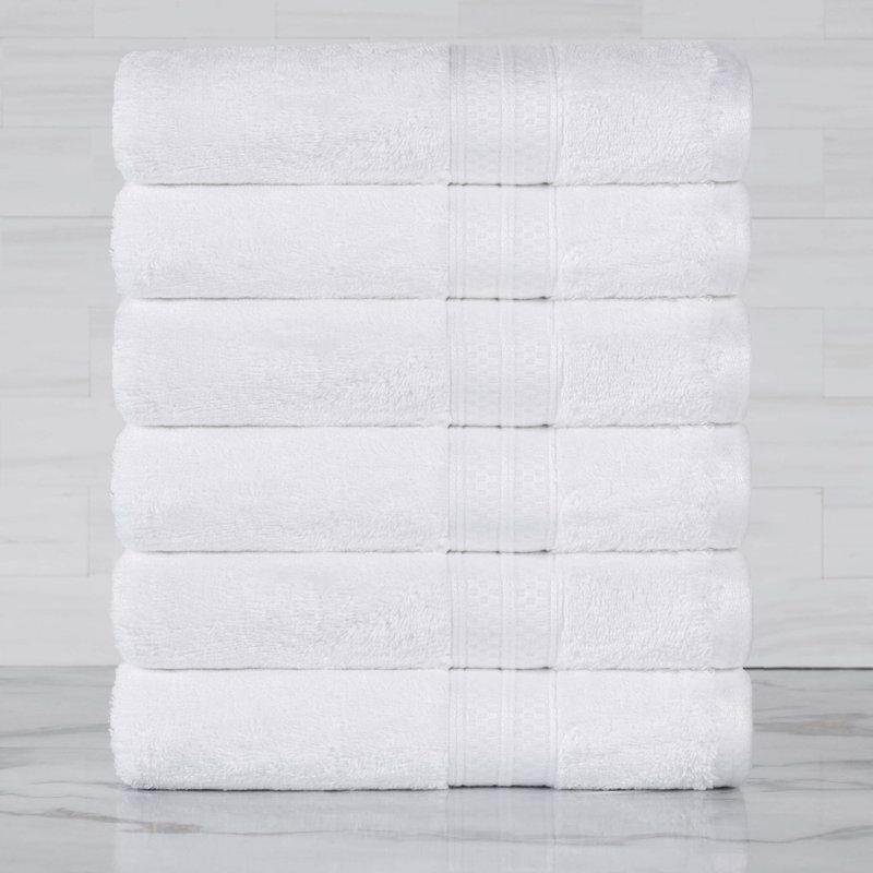 Ensemble de serviettes Nolhan 60% coton et 40% rayonne de bambou, Blanc