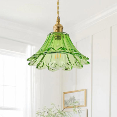 1-lamp green dimmable glass iron pendant light