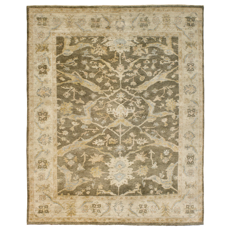 Wool Ikat Area Rug in Brown, Rectangle 4' x 6'