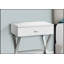 Élégante table d'appoint en métal chromé et blanc brillant avec tiroir de rangement pour les espaces de vie modernes-2074738106