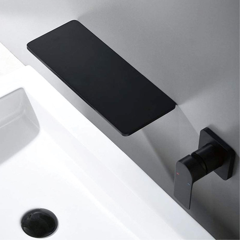 Robinet pour lavabo de salle de bain Waterfall, Noir mat