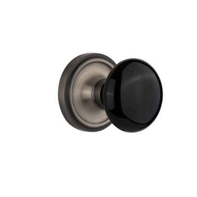 Rosette Nostalgic Warehouse Classic avec bouton de porte en porcelaine noire