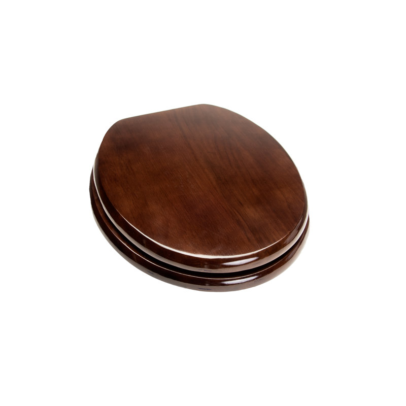 Round Toilet Seat and Lid, Oil Rubbed Bronze, Dark Brown Oak