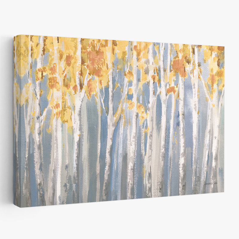 Automne et bouleaux, bouleaux dorés, art épice, H 40 po x l 60 po