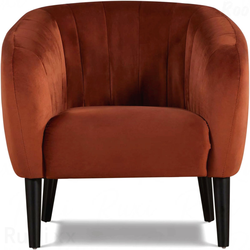 Chaise d'appoint de style moderne orange brûlé pour salon confortable avec design cylindrique et capitonnage