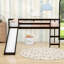Lit mezzanine simple en bois avec échelle et toboggan-434603137