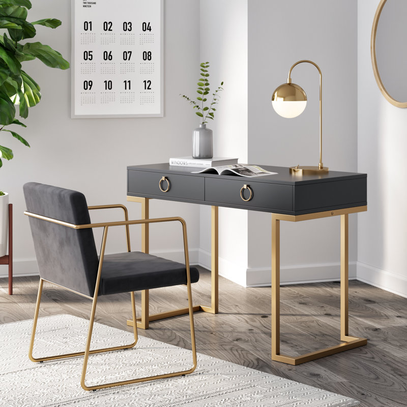 Leighton Metal Base Writing Desk, Black