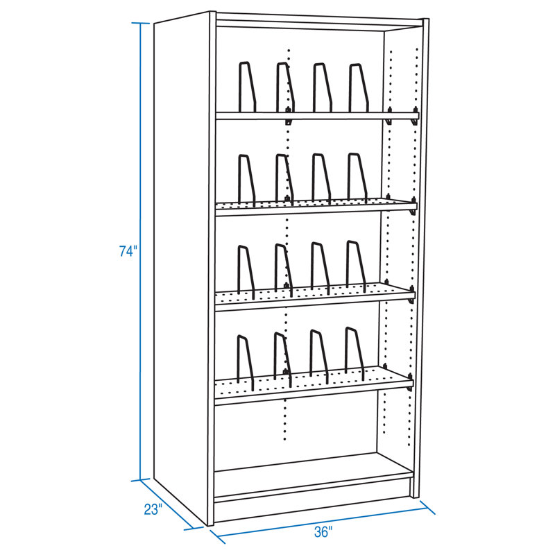 Library Bookcase, Medium Oak, Walnut, 74" H x 35" W x 23" D
