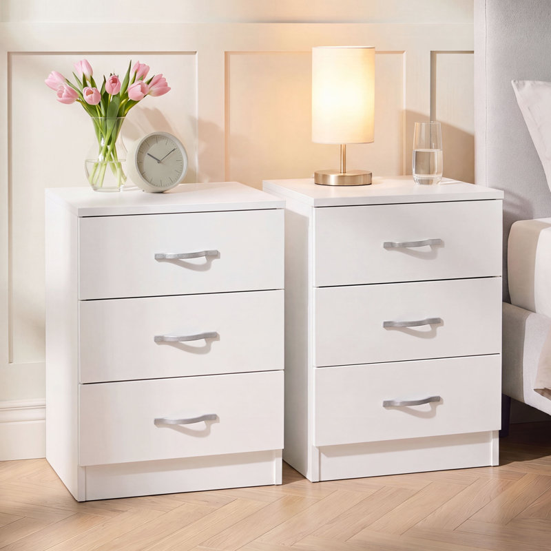 40 cm W Bedside Table, White