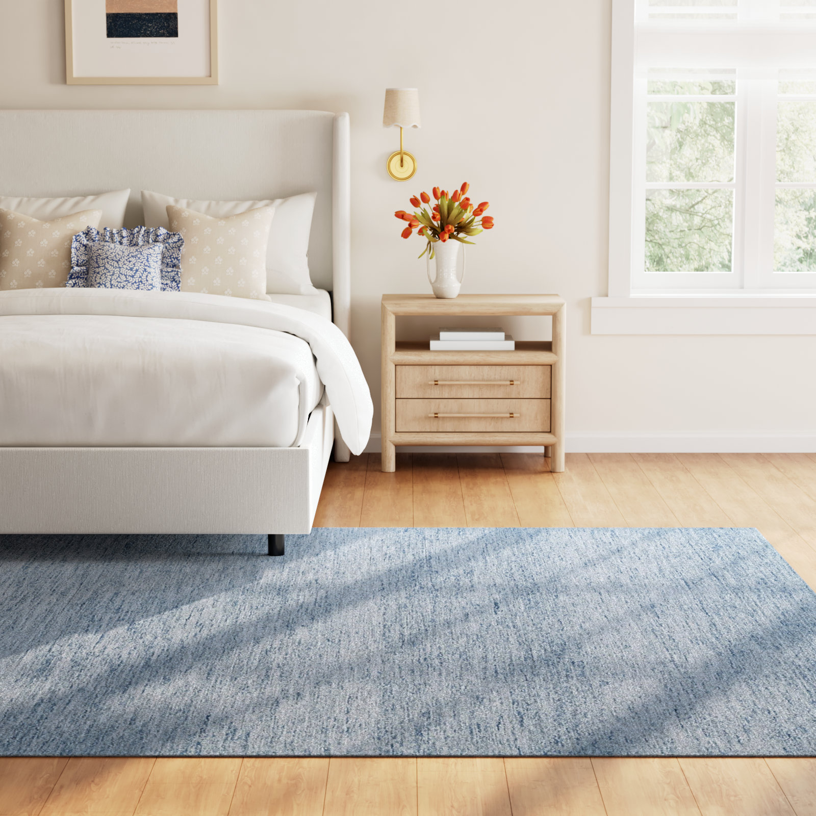 Criston Light Blue Sand Hand-Tufted Wool Rug, Rectangle 3'6" x 5'6"