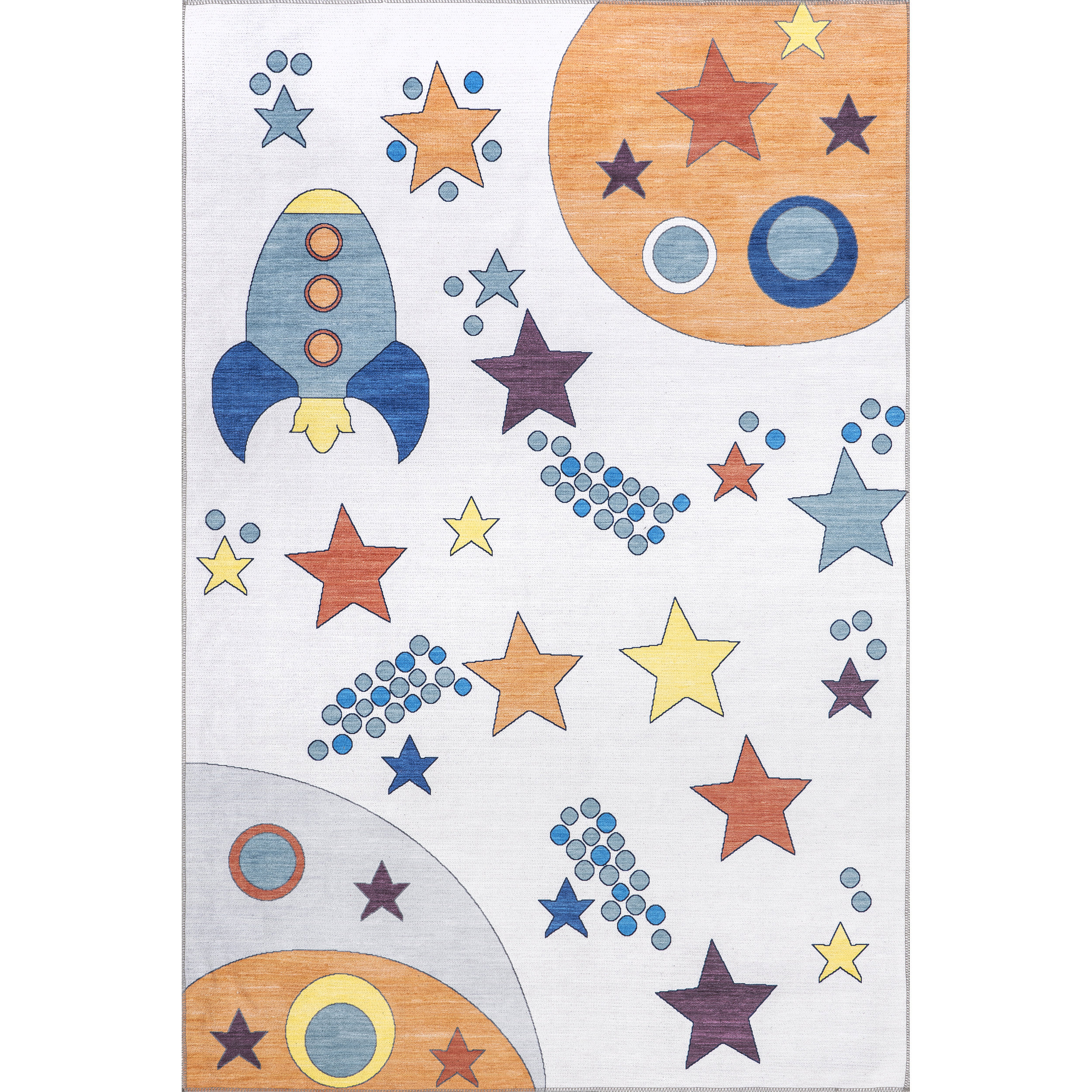 Zoomie Kids Leonie SpinClean Outer Space Machine Washable Kids Area Rug ...