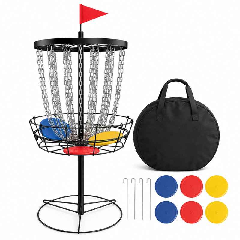 Panier de golf portatif à disque, 24 chaînes et 6 disques