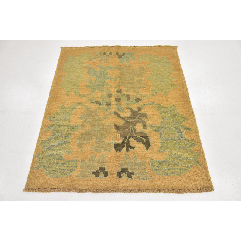 Tapis zone en laine noué la 3 pi 8 po x 4 pi 5 po one-of-kind Mehdi