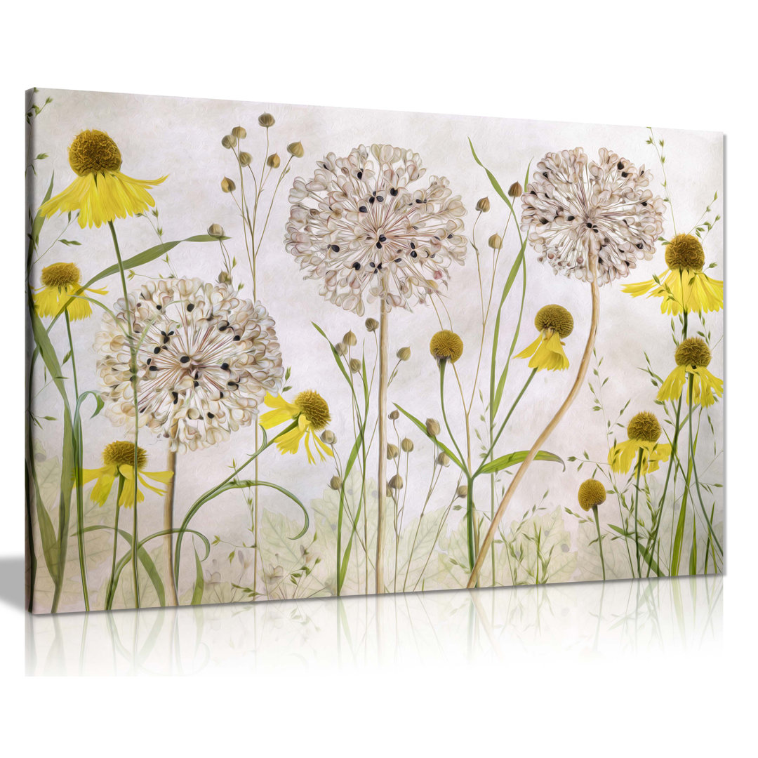 Panther Print Fine Art Prints Yellow Summer Flower Garden Artistic Framed Canvas Prints, Pictures for Home Walls, Bedroom, Living Room and Bathroom De