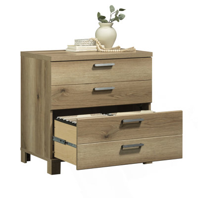 Rustic Lateral File Cabinet with Safety Interlock and Full-Extension Drawers, Perfect for Home Office Storage