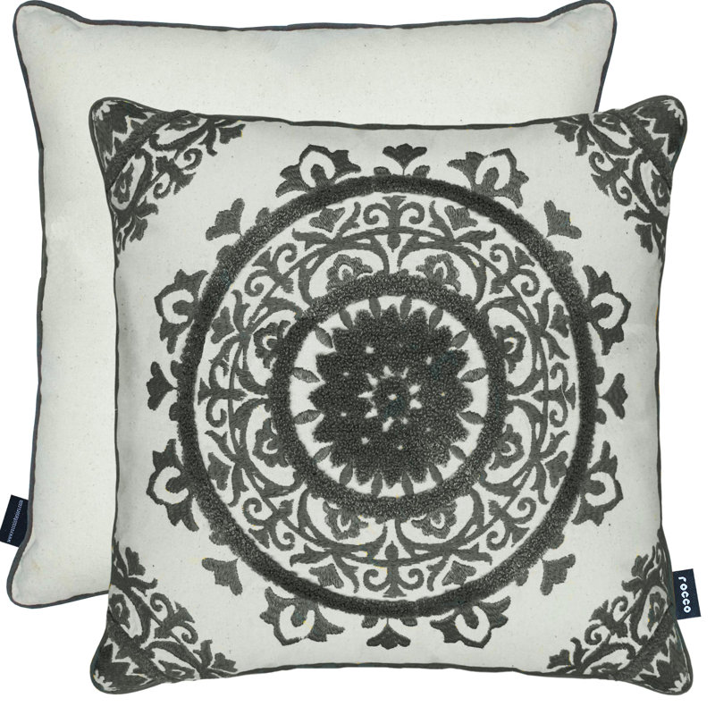 Beckham Floral Square Cushion Cover, Grey