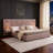 Chenille Upholstered Bed Frame With Pleated Design, Grounded Platform, Headboard, Solid Frame, And Bedside Table, No Box Spring Needed-1670791345-1670791347