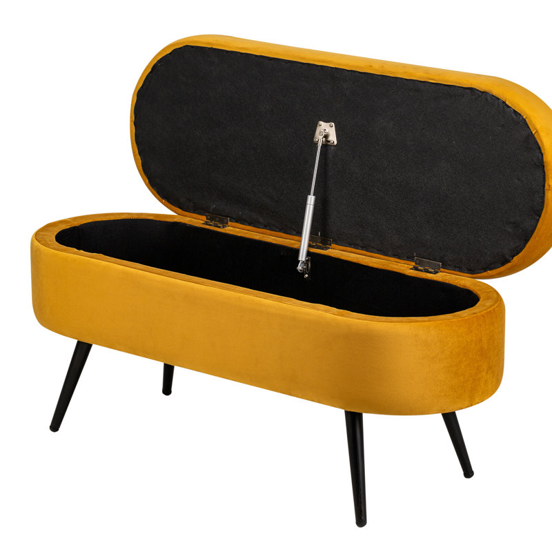 Banc en velours jaune moutarde Lawanda