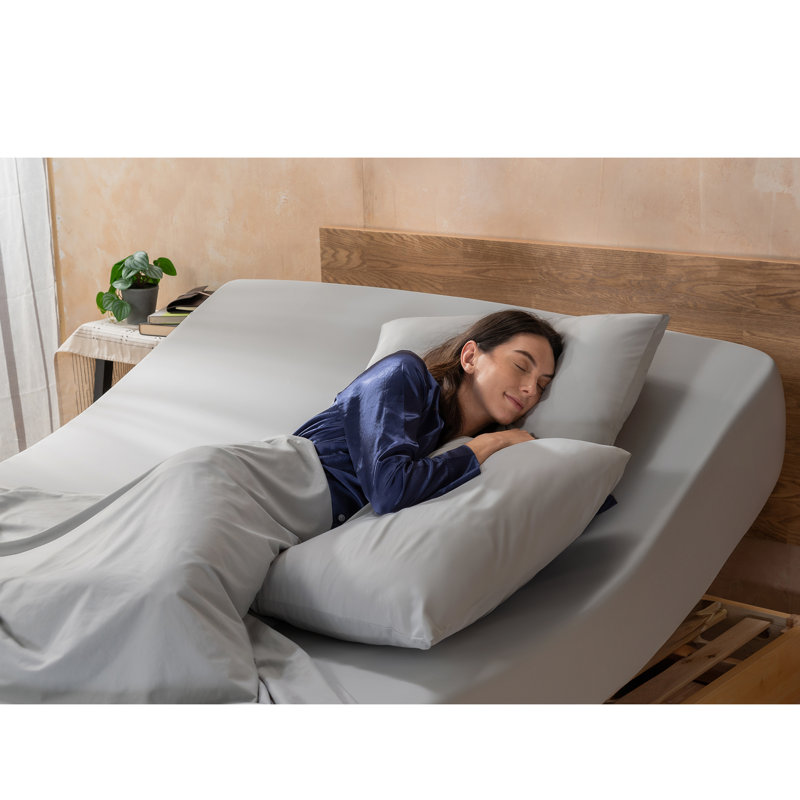 Ensemble de draps 4 pièces REST Everco®, Ensemble de draps pour grand lit avec 2 taies d'or, Gris froid