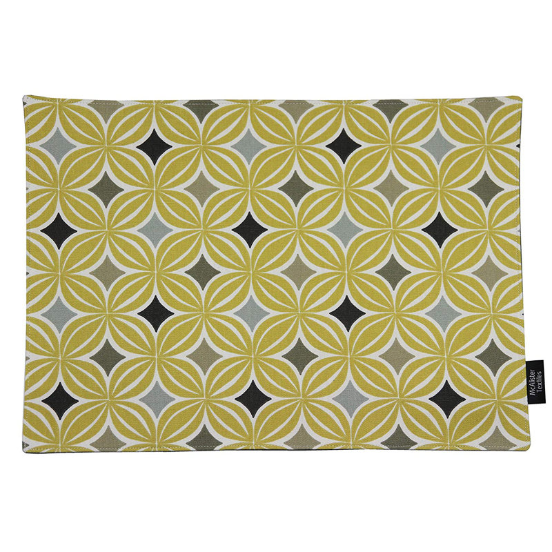 Amethy Cotton Geometric Rectangle Placemat, Ochre Yellow