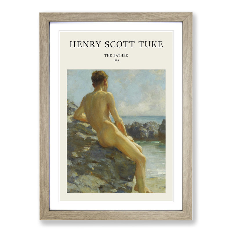 The Bather by Henry Scott Tuke - Picture Frame Painting, Oak Framed, 65cm H x 48cm W x 2cm D