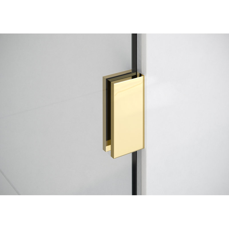 Vela 32.5 in. x 58.25 in. Frameless Single Fixed Bath Panel, Polished Brass