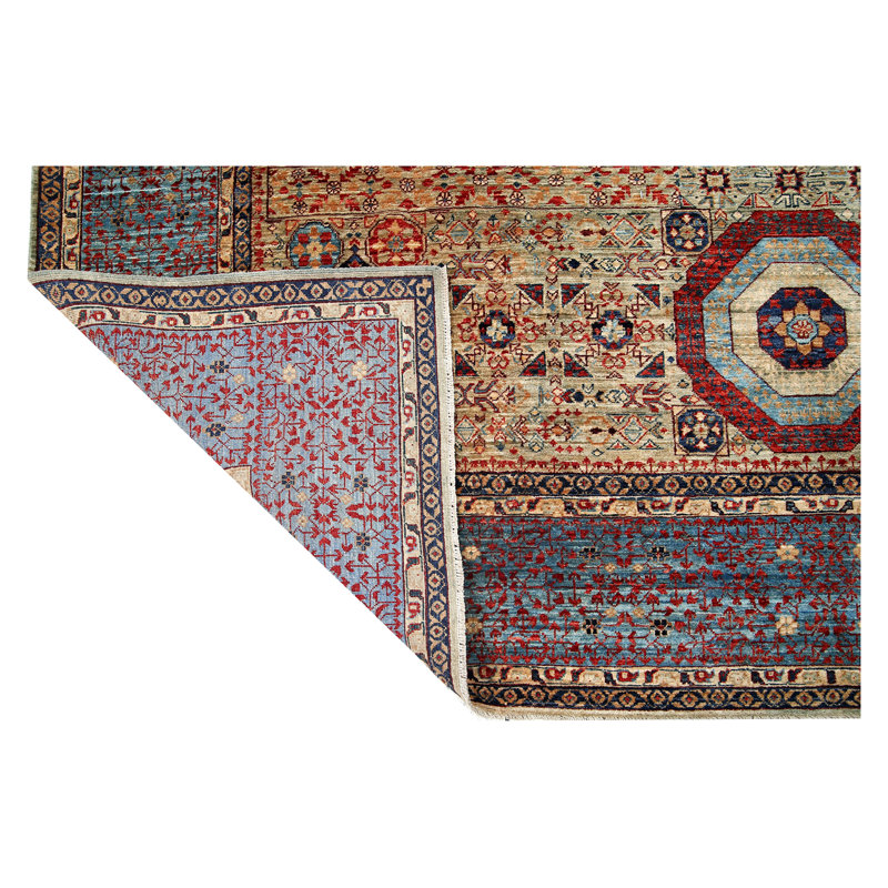 Hand-Knotted High-Quality Light Green, Light Blue, and Beige Area Rug