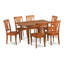 Ensemble de table de salle à manger 7 pièces composé d'une table rectangulaire avec rallonge papillon et 6 chaises en lin, brun-1177504199-1127928710