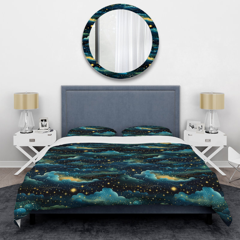 Ensemble de housse de couette Midnight Indigo Galatic, Housse de couette pour très grand lit et 2 très