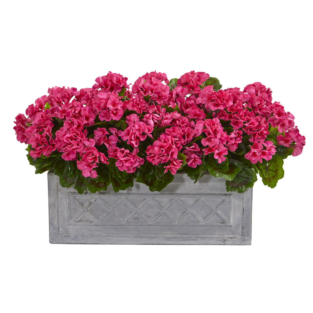 18" Artificial Geranium Plant in Stone Planter August Grove® Flower 