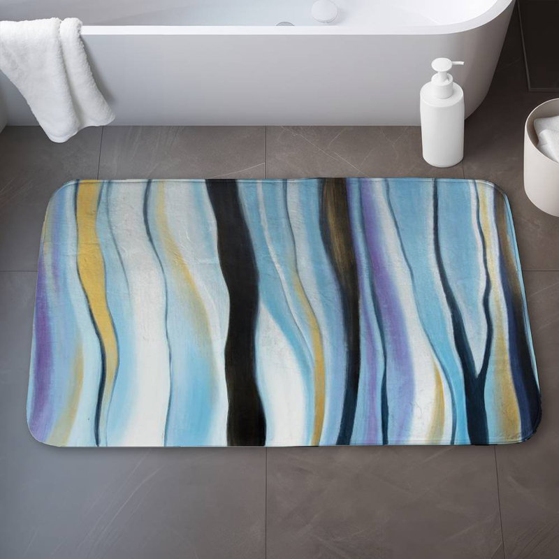 Blue mood Bath Mat with Non-Slip Backing - Quick Dry Memory Foam Bathroom Rug - Absorbent - Modern Plush Spa-Style - Machine Washable