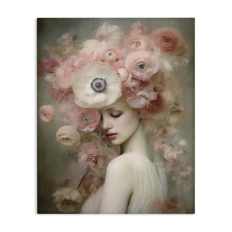 Art mural sur toile Blush Florals Portrait par RileyB, H 30 po x l 24 po