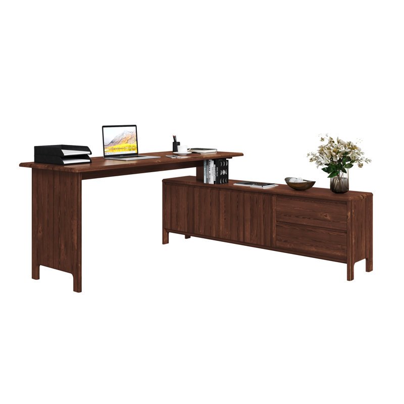 Cecile Solid Wood Writing Desk, Dark Brown, Dark Brown