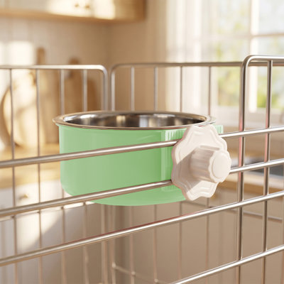 Bol suspendu en acier inoxydable pour chien cage de chien facile à nettoyer pour utilisation domestique, vert