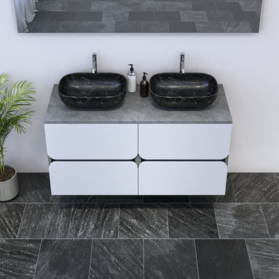 Meuble-lavabo double 47,2 po avec dessus Kaydin